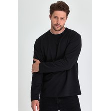 Mmetalic Metalic Erkek Siyah Çift Bisiklet Yaka Standart Rahat Kesim Sweatshirt