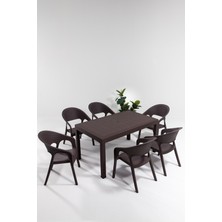 ModaLife Garden Large Rattan Kahve Masa Takımı Bahçe&balkon