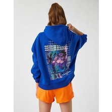 Lala Mavi Kapüşonlu Sweatshirt