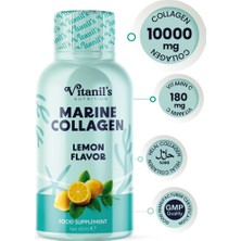 Vitanil's Nutrition Doğal Limon Aromalı Hidrolize Balık Kolajen, Sıvı Kolajen, Marine Collagen 720ML Vitamin C 60ml X 12 Adet