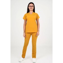 Deniz Iş Kadın Linda Yarasakol Hardal Sarısı Renk Scrubs Takım