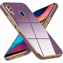 Caseart Samsung Galaxy A50S Kapak Kamera Korumalı Lazer Kesim Lüx Silikon Kılıf - Lila