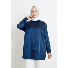 Foremia Saten Tunik-Lacivert