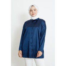 Foremia Saten Tunik-Lacivert