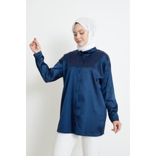 Foremia Saten Tunik-Lacivert