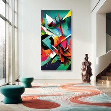 Abstract Kompozisyon Geometrik Şekiller Grafitti Boyuna Dikey Kanvas Tablo
