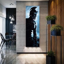 Gece Yağmur Altında Gladyatör Dikey Panoramik Kanvas Tablo