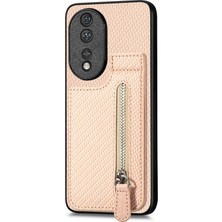 Hongshou Honor 80 Için Karbon Fiber Dikey Çevirmeli Fermuarlı Kılıf (Yurt Dışından)