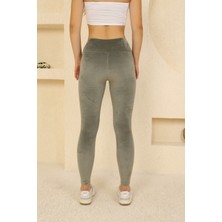Ozy Fashion Fransız Kadife Yüksek Bel Toparlayıcı Özellikli Kışlık Tayt FRN007