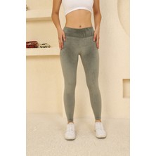 Ozy Fashion Fransız Kadife Yüksek Bel Toparlayıcı Özellikli Kışlık Tayt FRN007