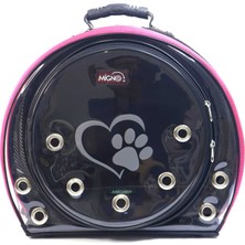 Migno Kedi Köpek Pembe-Siyah Fileli-Şeffaf Astronot Taşıma Çantası