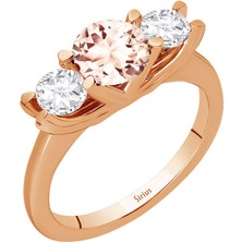 Sirius Pırlanta Morganite ve Beyaz Topaz Taşlı Tria Yüzük 0402R0035