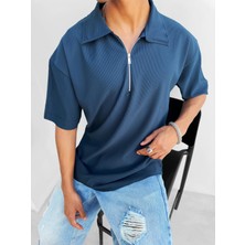 Abluka Online Erkek Fermuarlı Polo Yaka T-Shirt Lacivert