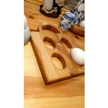 F&S WoodArt Ahşap Meşe Ağacı El Yapımı Saplı Tabak Yumurtalık Sofra Sunum Tahtası 4'lü