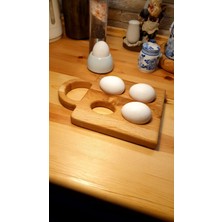 F&S WoodArt Ahşap Meşe Ağacı El Yapımı Saplı Tabak Yumurtalık Sofra Sunum Tahtası 4'lü
