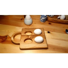 F&S WoodArt Ahşap Meşe Ağacı El Yapımı Saplı Tabak Yumurtalık Sofra Sunum Tahtası 4'lü