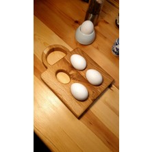 F&S WoodArt Ahşap Meşe Ağacı El Yapımı Saplı Tabak Yumurtalık Sofra Sunum Tahtası 4'lü