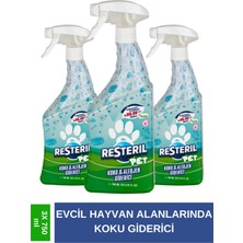 Resteril Hiyen Spreyi Pet 3x750ml Kedi Koku Giderici Köpek Yatağı Çiş Kusma Dezenfektan Temizleyici