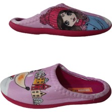 Gezer Kız Çocuk Pembe Kış Figürlü Ev Içi Ultra Hafif Kaymaz Taban Kız Çocuk Terliği