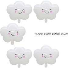 Pandoli Beyaz Renk Gülen Yüz Bulut Şeklinde Folyo Balon 51 x 35 cm 5 Adet Hawa