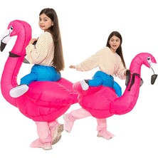 Pandoli Şişme Maskot Flamingo Kostümü Pilli Flamingo Kıyafeti Çocuk (5-11 Yaş )Hallowhawai