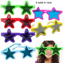 Pandoli Plastik Yıldızlı Mega Parti Gözlüğü 6 Renk 6 Adet Hawaretro