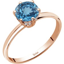 Sirius Pırlanta Pırlanta ve London Blue Topaz Taşlı Rosetta Yüzük 0402R0040