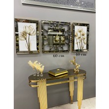 Pupilla Home Gold Aynalı Gelincik Tablo ve Kare Saat Set