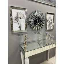Pupilla Home Gümüş Aynalı Gelincik Tablo ve Güneş Saat Set