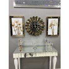 Pupilla Home Gold Aynalı Gelincik Tablo ve Güneş Saat Set