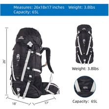 Quick Quickup Hiking Sırt Çantası 65 Litre-Siyah