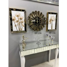 Pupilla Home Gold Aynalı Gelincik Tablo ve Güneş Saat Set