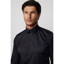 Tudors Slim Fit Uzun Kollu Likralı Düz Stretch Erkek Gömlek