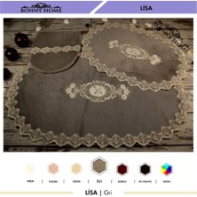 Teksev Lisa Gri 6 Parça Çeyizlik Dantelli 3'lü Banyo Paspası & 3'lü Kirli Çamaşır Sepeti Seti