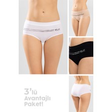 Baykar Kadın Basic Kalın Lastikli Pamuklu Bato Kadın Külot 3'lü Paket 8145 Renkli