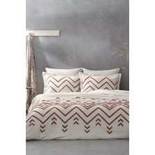 Ecocotton Talya Battal Boy Nevresim Takımı %100 Pamuk Keten Panç Nakışlı Terra-Bej 240X220 cm