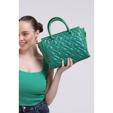 Morpelikan Kapitone Nakışlı Kadın El Omuz Çantası