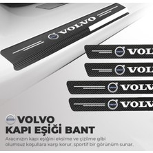 Ototime  Volvo Logolu Karbon Kapı Eşiği Koruyucu Bant Folyo 4'lü Set