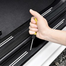 Ototime Nissan Navara Logolu Karbon Kapı Eşiği Koruyucu Suni Deri 4'lü Set
