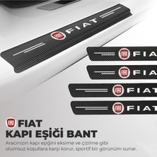 Ototime Fiat Logolu Karbon Kapı Eşiği Koruyucu Bant Folyo 4'lü Set