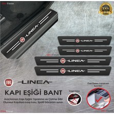 Ototime Fiat Linea  Logolu Karbon Kapı Eşiği Koruyucu Suni Deri 4'lü Set