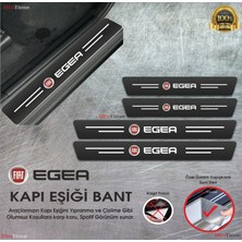 Ototime Fiat Egea  Logolu Karbon Kapı Eşiği Koruyucu Suni Deri 4'lü Set