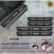 Ototime Peugeot 2008  Logolu Karbon Kapı Eşiği Koruyucu Suni Deri 4'lü Set