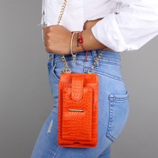 My Valice Kadın Deri Çapraz Cüzdan ve Kartlık Bölmeli Telefon Çantası 1618 Turuncu