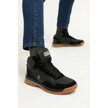 U.S. Polo Assn. Kışlık Siyah Bağcıklı Erkek Bot Su Geçirmez Suni Deri ve Tekstil Malzeme