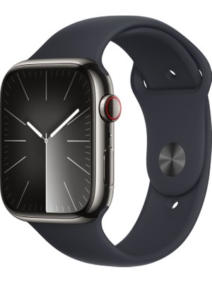 Apple Watch Seri 9 Gps + Cellular 45MM Graphite Paslanmaz Çelik Kasa Spor Kordon - M/l MRMW3TU/A