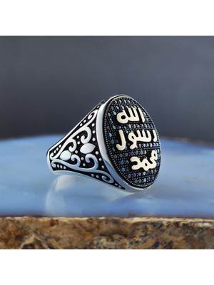 Vogutima Vog Mikro Taşlı Mührü Şerif Yazılı 925 Ayar Gümüş Erkek Yüzük