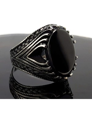 Vogutima Vog Siyah Oniks Taşlı Erkek 925 Ayar Gümüş Yüzük