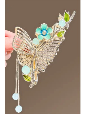 Petek Aksesuar Çiçek Yaprak Dal Taşlı Metal Mandal Toka