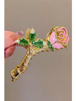 Petek Aksesuar Pembe Gül  Metal Mandal Toka